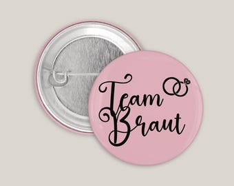 Team Bride Button – JGA Accessory, Wedding Pin, Hen Party Decoration, Personalized Button for Bride & Team Rosa
