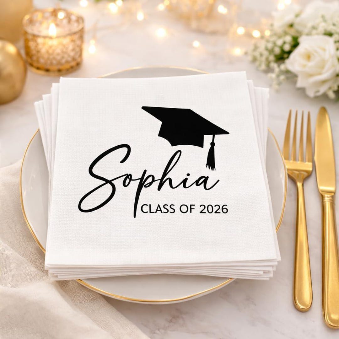 Personalized Graduation Napkins, Class of 2026 Party Decor, Congrats ...