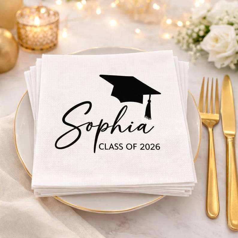 Personalized Graduation Napkins, Class of 2026 Party Decor, Congrats ...