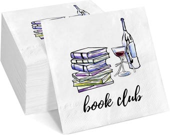 Book Club Napkins, Literary Party, Wine Night, Paper Beverage Napkins