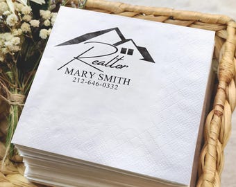 Custom Realtor Napkins - Open House, Real Estate Closing Gift