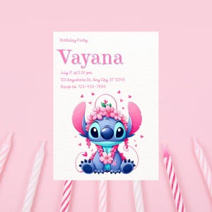 Stitch Birthday Invitation Template, Editable Stitch Invite Canva, Printable invite, editable invitation, lilo & stitch, lilo and stitch
