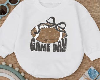 Kids Football Baby Shirt, Game Day Baby Romper, Cute Girls Football Outfit, Custom Fall Children's Shirt, Football Season Baby Bodysuit