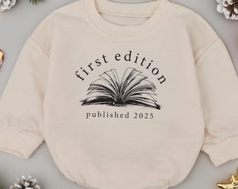 First Edition Baby Romper, Published 2025 Baby Outfit, Newborn Book Lover Baby Romper, Reading Baby Clothes, Literary Baby Bodysuit