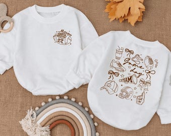 Custom Football Baby Romper, Football Game Day Baby Outfit, Sports Baby Bodysuit, Team Spirit Baby Clothes, Sports Fan Baby Romper