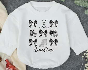 Personalized Ice Hockey Baby Romper, Custom Amelia Name Onesie, Cute Sports Fan Bodysuit, Winter Game Day Infant Outfit, Unique Shower Gift