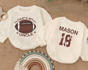 That's My Uncle Bodysuit, Football Season Bodysuit, Custom Football Baby Romper, Baby Football Player Bodysuit, Family Sports Baby Gift