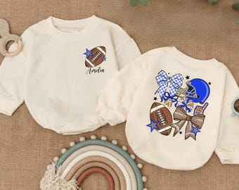 Football Player's Daughter Baby Romper, Coquette Football Baby Bodysuit, Game Day Fan Baby Jumpsuit, Custom Name Baby Shower Gift Infant
