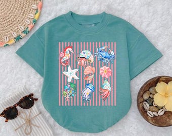 Coastal Sea Animals Baby Romper, Cute Ocean Baby Bodysuit, Beach Summer Toddler Outfit, Nautical Baby Shower Gift