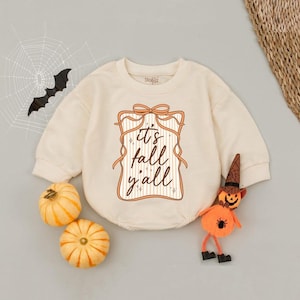 È autunno, baby-sitter con fiocco e bolle, tutina preppy retrò in seersucker, completo autunnale femminile e stravagante, vestiti per neonati per il Giorno del Ringraziamento