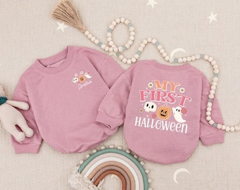 Personalized My First Halloween Romper, Pumpkin Ghost Halloween Costume Bodysuit, Halloween Baby Boy Girl Clothes, Fall Baby Clothes
