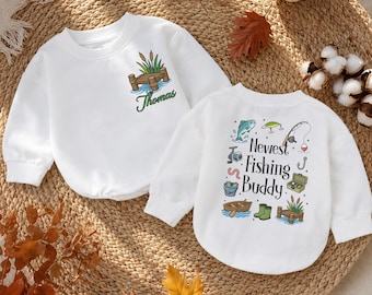 Personalized Baby Fishing Romper, Fishing Buddy Outfit, Newest Fishing Buddy, Baby Boy Fishing Gift, Cute Outdoor Baby Outfit