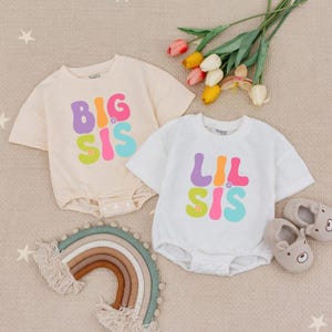 Big Sis Lil Sis Matching Romper Set, Personalized Sister Outfits, New Big Sister Little Sister Gift, Baby Girl Matching Family Outfit