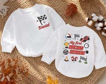 Personalized Baby Racing Romper, First Racing Season Outfit, Race Car Baby Clothes, Toddler Motorsport Outfit
