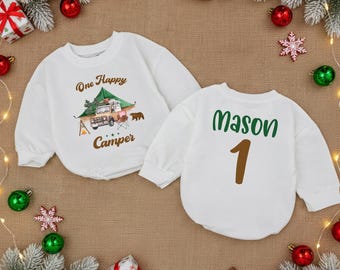 One Happy Camper Birthday Baby Outfit, Camping Birthday Baby Bodysuit, Camping Theme Baby Romper, 1st Birthday Bubble Romper, Cute Baby Gift