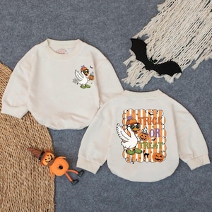 Boy Halloween Goose Trick or Treat Bubble Romper, Halloween Baby Gift, Toddler Fall Outfit, Baby Boy First Halloween Romper