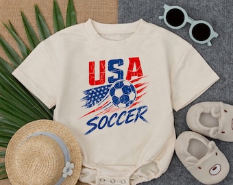 USA Soccer Baby Romper, American Football Baby Bodysuit, Patriotic Sports Outfit, World Cup Toddler Clothes Gift