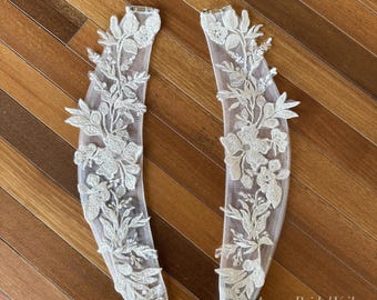 Spalline staccabili in pizzo con perline, maniche rimovibili in pizzo con applicazioni per abito da sposa, accessori da sposa