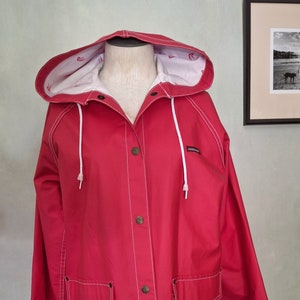 Vintage 90&#39;s Jordache Rain Slicker in Red, Fully Lined, Small