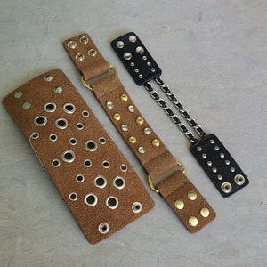 Vintage Dead Stock Collection of Leather Cuffs Set of 3 Black Brown New Old Stock 90&#39;s Grunge Emo Punk