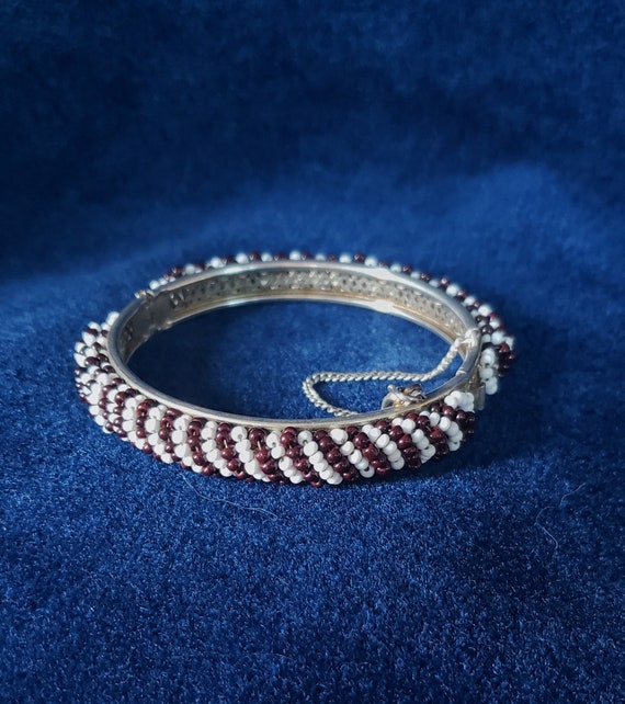 Vintage Miriam Haskell Hinged Beaded Cuff Bracele… - image 1