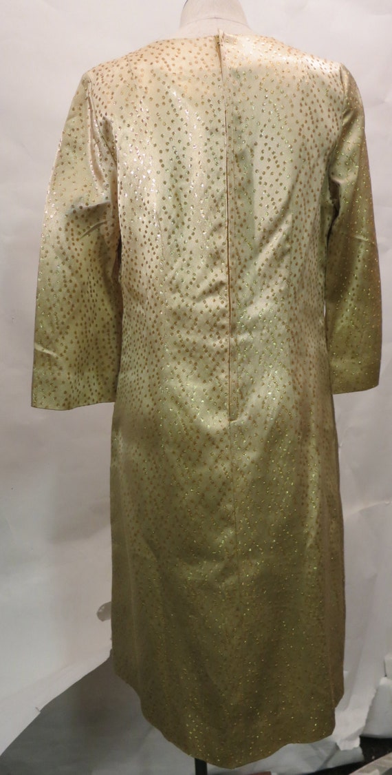 60's Vintage Handmade Gold Cocktail Dress - image 2