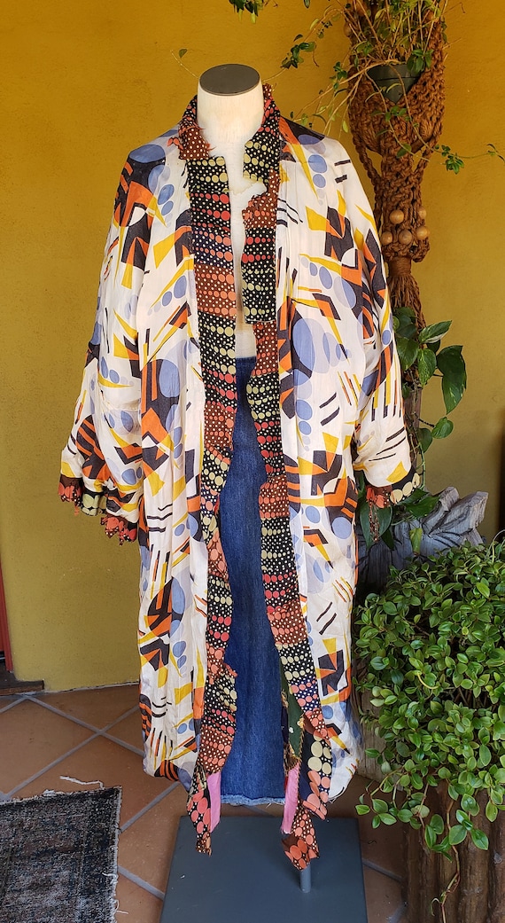 Antique Patchwork Crazy Quilt Coat Quilt Jacket D… - image 4