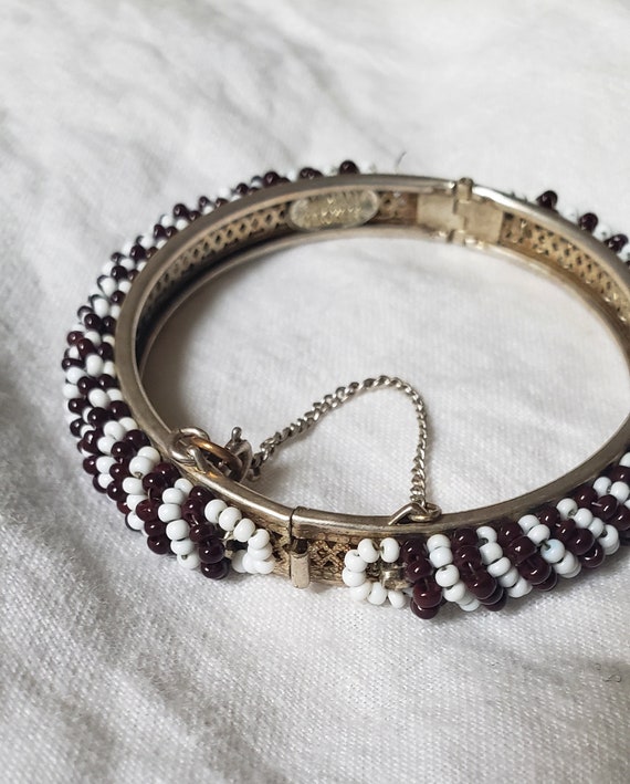 Vintage Miriam Haskell Hinged Beaded Cuff Bracele… - image 5