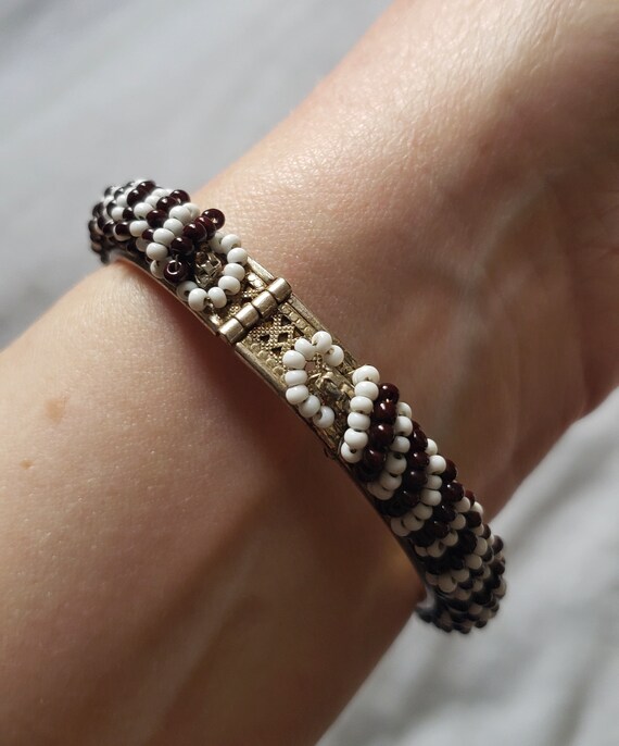 Vintage Miriam Haskell Hinged Beaded Cuff Bracele… - image 3