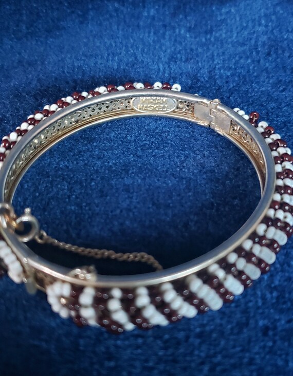 Vintage Miriam Haskell Hinged Beaded Cuff Bracele… - image 2