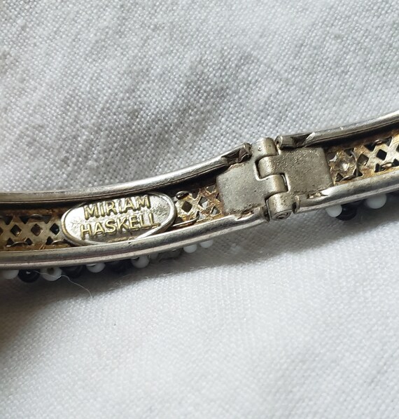 Vintage Miriam Haskell Hinged Beaded Cuff Bracele… - image 4