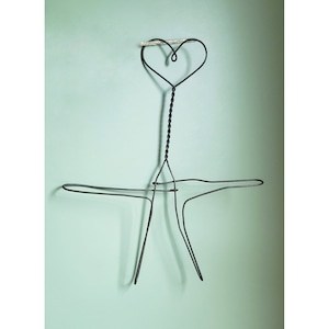 4 Cute Americana Folk Art Wire Plate Hangers - Heart Star Shaped Hangers, Plate/Broom - Upcycled Display Art - Set of 4