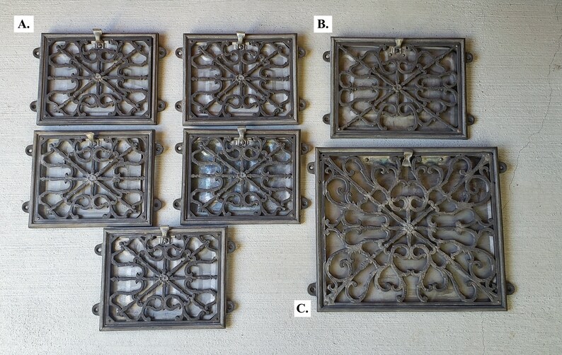 Antique Ornate Cast Iron Heating Registers, Heat Registers, Floor Vent