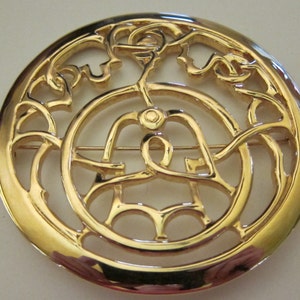 Vintage Mary McFadden Large Gold Plated Brooch