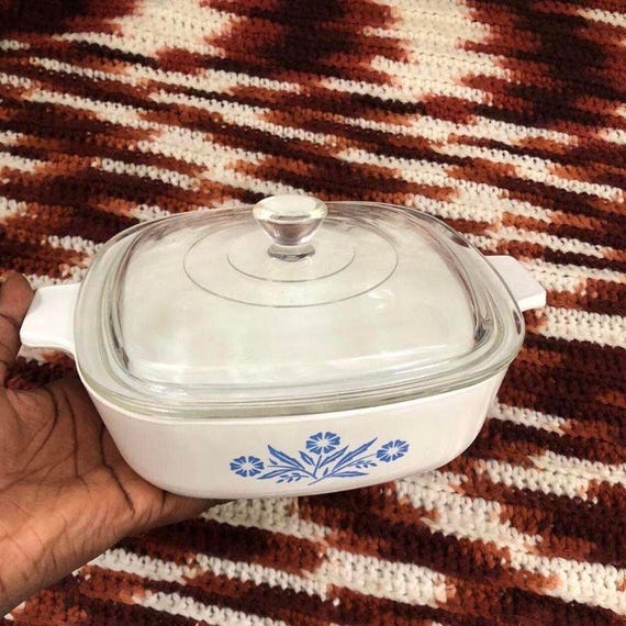 PYREX Corning Ware Blue Cornflower Casserole Dish, 1 Quart P-1-B