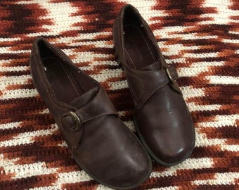 Chaussures Mary Jane vintage années 90 Y2K en cuir véritable marron, mocassins à semelle épaisse, style Bratz, preppy, Lagenlook, boucles, gothique, grunge, fantaisie gothique