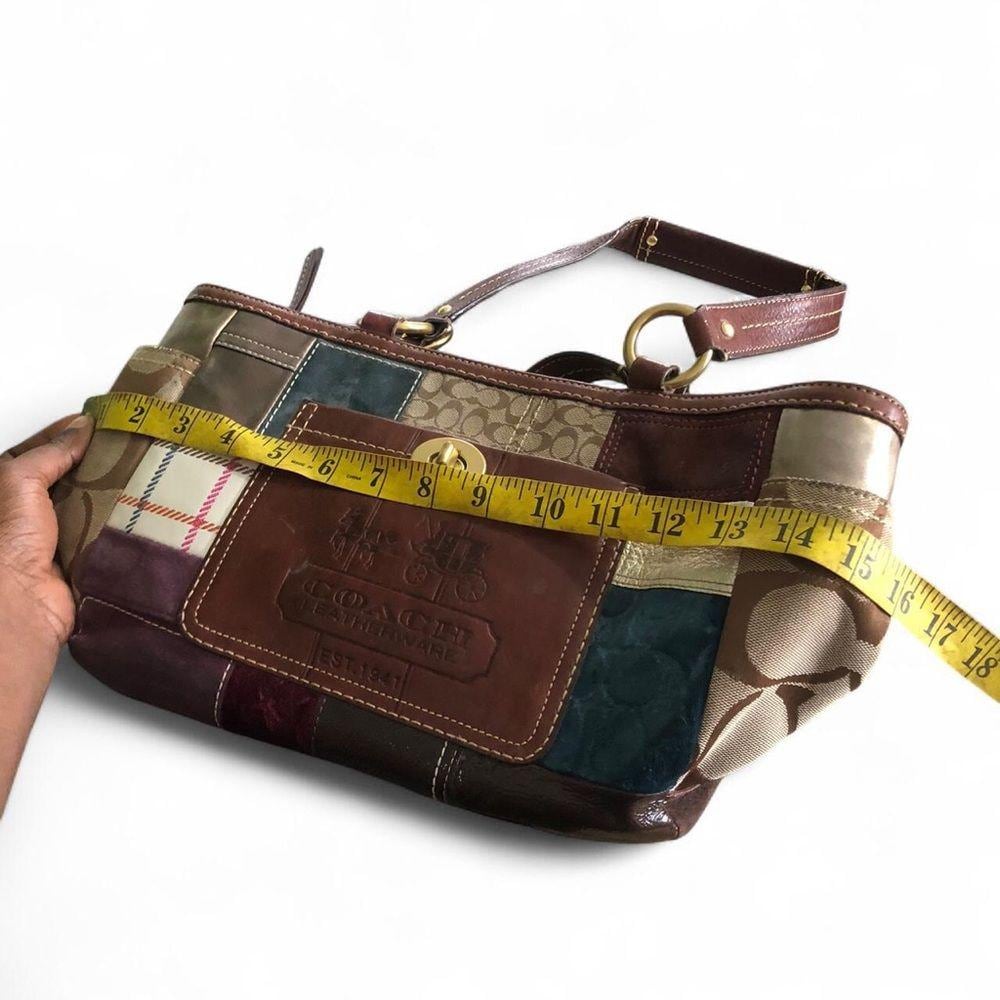 Vintage Coach Patchwork Holiday Y2K 2000s Tote Bag Purse Leather
