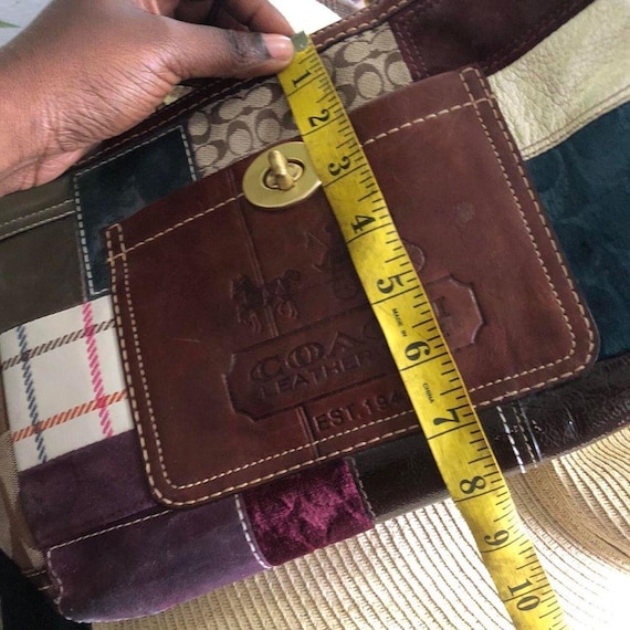 Vintage Coach Patchwork Holiday Y2K 2000s Tote Bag Purse Leather
