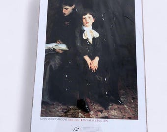 John Singer Sargent Ritratto di un ragazzo/bambino Hassam Allies Day Stampa artistica fronte-retro 56x39 laminata Picturing America National Endowment