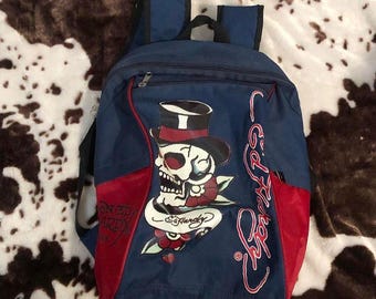 Vintage Adults Brand New Deadstock Y2K Black Ed Hardy Backpack Bag