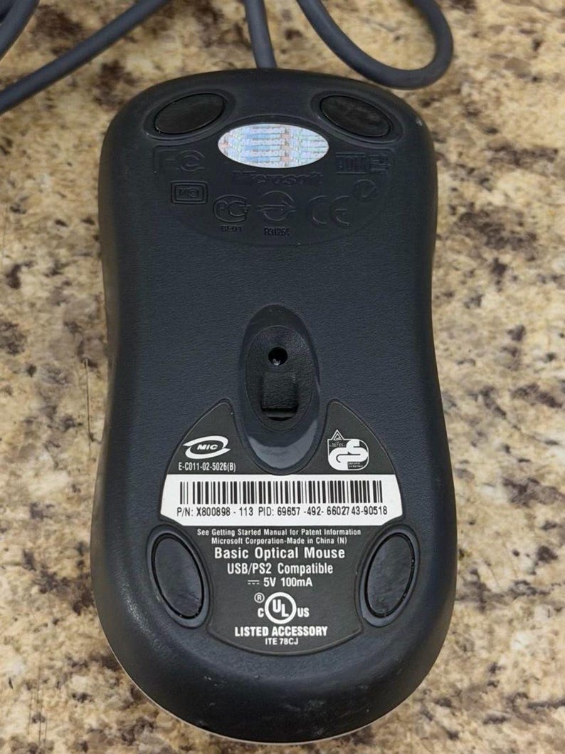 Microsoft Basic Optische Maus mit Scrollrad, PS/2-Anschluss, kabelgebunden für PC, Mac und USB Bild 3