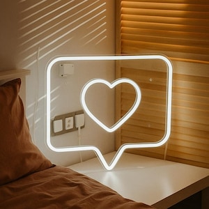 Minimalist Heart Neon Sign: LED Message Light, Office Bedroom Decor
