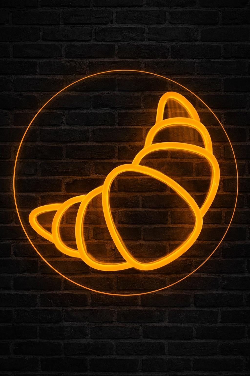 White Neon Croissant Sign. Bakery Neon Wall Sign for Cafe & Coffee Shop ...