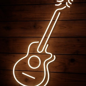 Neon Gitarre Sign - LED Wandleuchte für Musikzimmer, Studio oder Bar Dekor. Personalisierte Leuchtreklame