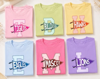 Custom School Mascot Cheer Squad Shirt,Gingham Varsity Letter Graphic Tee,Game Day Team Shirt Design,Classroom Team Tee,Back To School Gift