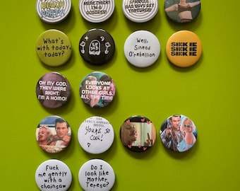 Pop Culture Movie Buttons | Heathers, True Romance, Empire Records (3cm)