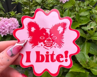 I BITE | POMERANIAN | Die Cut | Wavy | Sticker | no ai | Vinyl