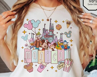 Comfort Colors Disney Mickey and Friends Shirt, Disney Magical Pastel Park Snacks Shirt, Disneyland Magic Shirt, Magical Castle 2025 Shirt
