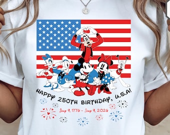 Happy 250th Birthday USA Mickey and Friends Shirt, Disney Patriotic Shirt, Independence Day USA Shirt, 4th of July 2026 Disney Tee