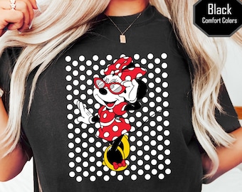 Comfort Colors® Disney Minnie Shirt, Minnie Mouse T-Shirt, Checkered Disney Minnie tee, Disney Girl Trip Shirt, Disney Dotted Minnie Tee